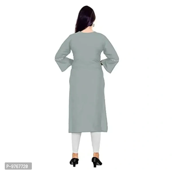 Kapadia Women's Rayon Regular Kurti (LAKHNAVI-KURTI_Grey_L) 9767720 - M