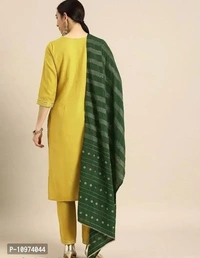 Attractive Straight Yellow Self Design Cotton Blend Kurta Bottom With Dupatta For Women 10974044 - M