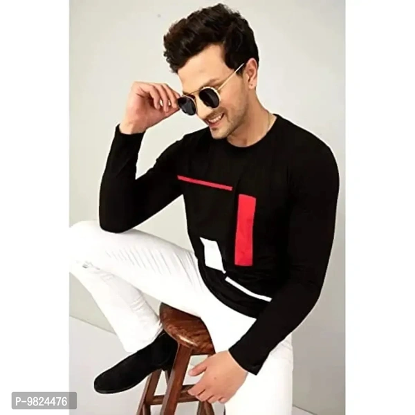 AUSK Men's Full Sleeves Casual T-Shirts(Black-X-Large) 9824476 - 2XL
