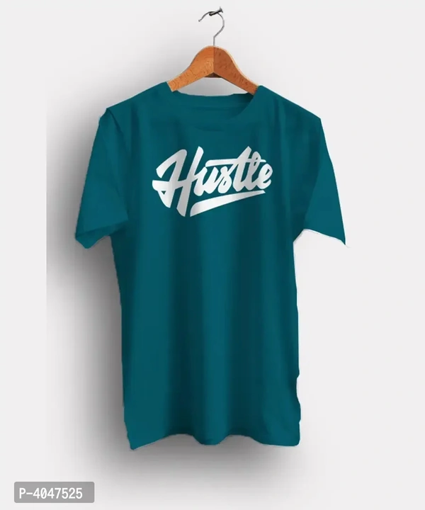 Men's Blue Cotton Printed Round Neck T Shirt 4047525 - M
