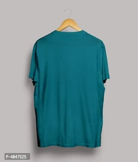 Men's Blue Cotton Printed Round Neck T Shirt 4047525 - L