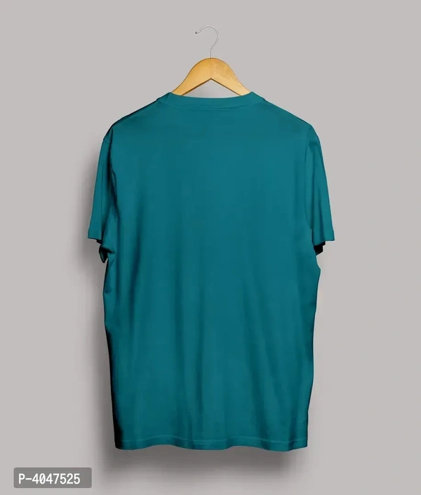 Men's Blue Cotton Printed Round Neck T Shirt 4047525 - L