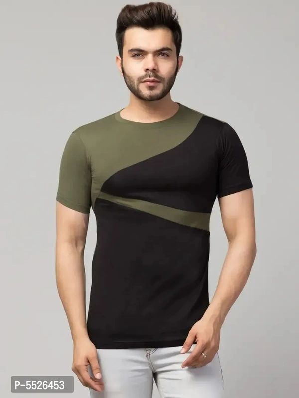 Men's Multicoloured Cotton Colourblocked T-Shirt 5526453 - L