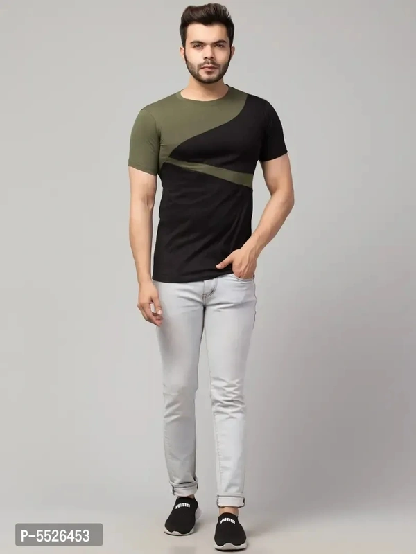 Men's Multicoloured Cotton Colourblocked T-Shirt 5526453 - L