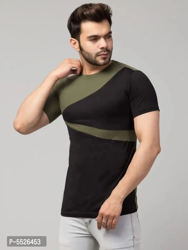 Men's Multicoloured Cotton Colourblocked T-Shirt 5526453 - XL