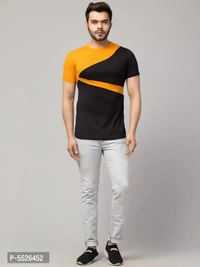 Men's Multicoloured Cotton Colourblocked T-Shirt 5526453 - L