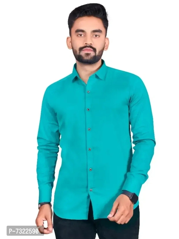Mens Cotton Solid Long Sleeve Casual Shirt 7322590 - M