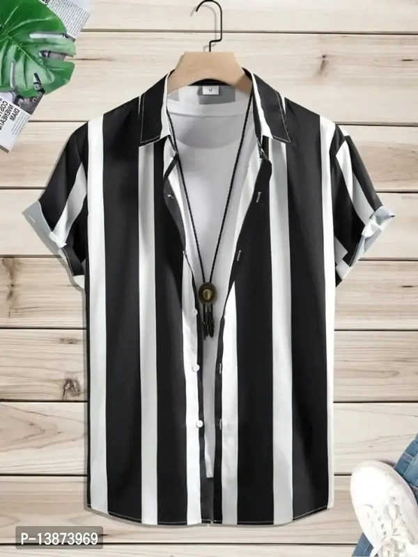 Stylish Lycra Short Sleeve Shirt For Men 13873969 - L