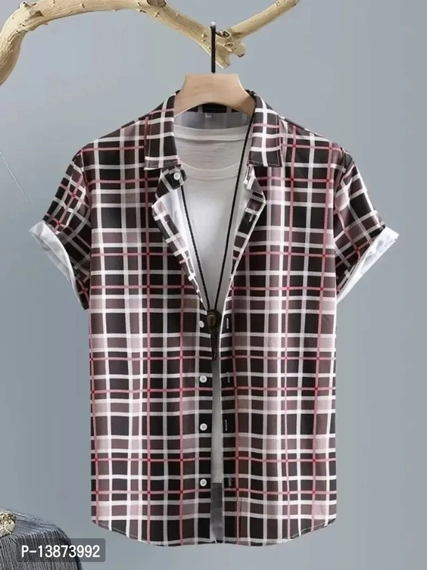 Stylish Lycra Short Sleeve Shirt For Men 13873992 - S