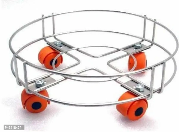 Fastage Heavy Stainless Steel Gas Cylinder Trolley With Wheel | Gas Trolly | Lpg Cylinder Stand | Gas Trolly Wheel |Cylinder Trolley with Wheels (Silver)7418479