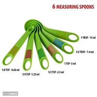 LISHOnn Plastic Measuring Cups and Spoon Set with Ring Holder, 12 Piece Set, Green 11290659