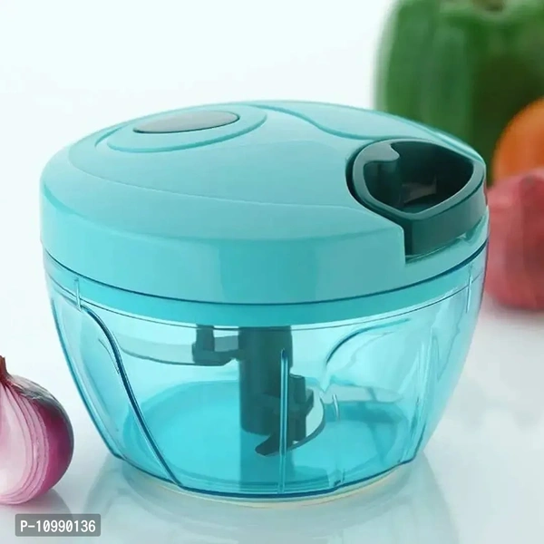 Multipurpose Manual Vegetable, Dry Fruit and Onion Handy Chopper and Quick Cutter Machine for Kitchen with 3 Stainless Steel Blade+Whisker Blade,Multicolor (450 ml) 10990136