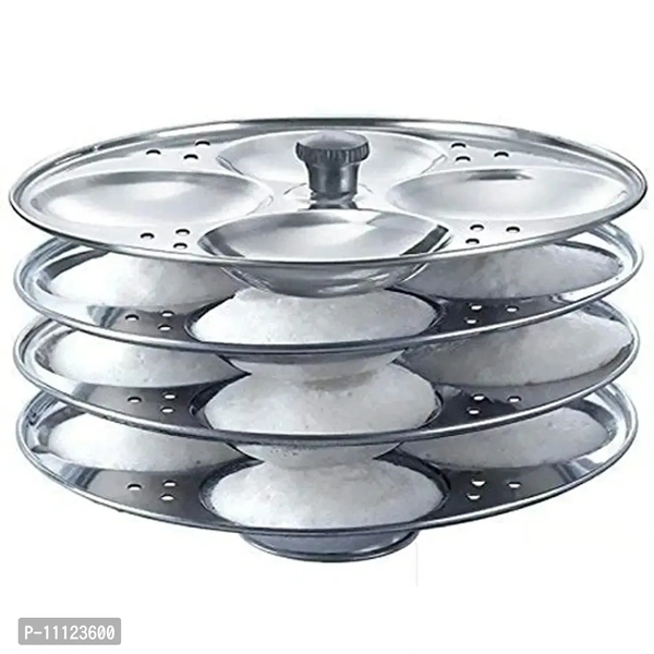 IDLI Making Stand 4 Stainless Steel Plate idli Stand Pack of 4 Idli Plates 16 Cavities 11123600