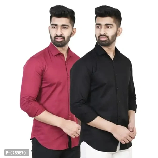 Silver Buck पुरुषों के लिए कॉटन ब्लेंड रेगुलर फिट फॉर्मल शर्ट (कॉम-शर्ट-प्लेन-मैरोन और काला-L) 9769679 - M