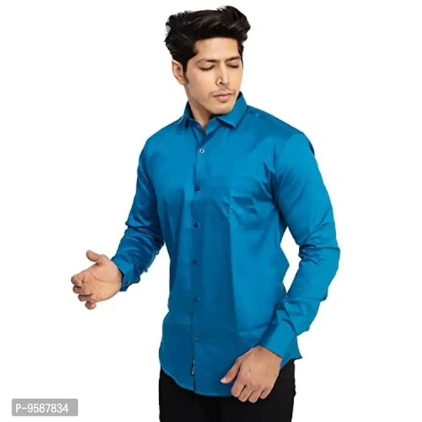 INDIAN THREADS Men's Regular Fit Giza/Satin Formal Shirt Men's Solid Formal Shirts Mens Slim Fit Plain Formal Shirt Full Sleeves for Mens 9587834 - S