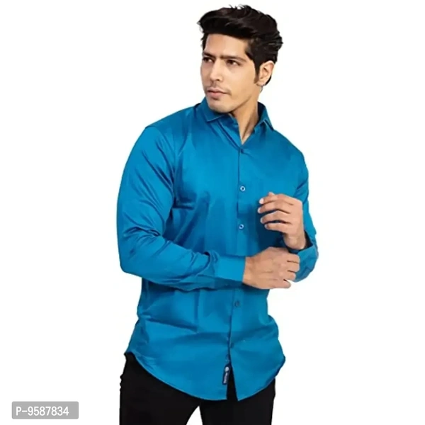 INDIAN THREADS Men's Regular Fit Giza/Satin Formal Shirt Men's Solid Formal Shirts Mens Slim Fit Plain Formal Shirt Full Sleeves for Mens 9587834 - M
