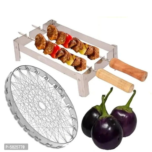 Barbeque Grill Stand For Gas Stove | Gas Tandoor Grill For Home | Foldable Chhota Tandoor with 2 Needles 1 Jali 8525770