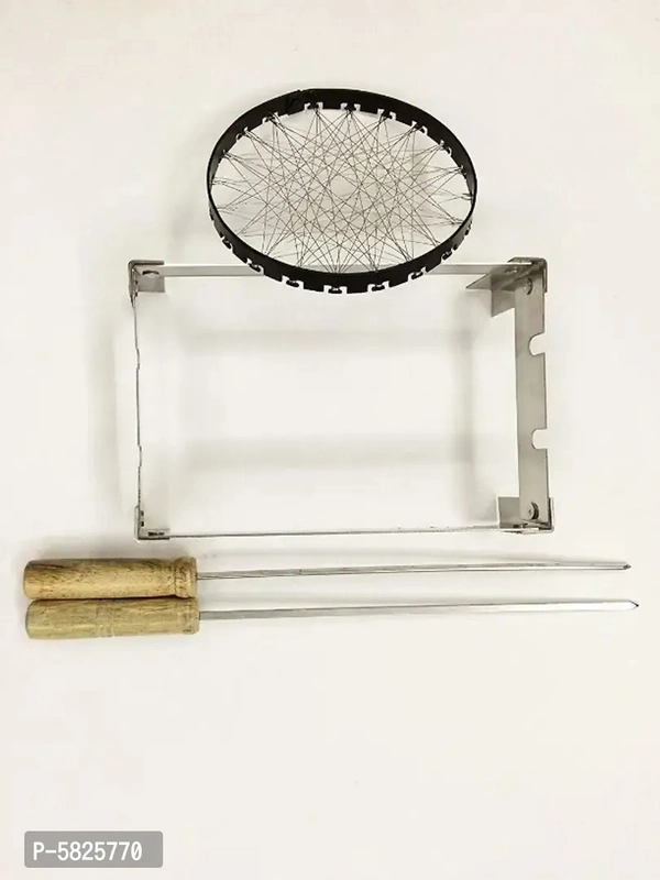 Barbeque Grill Stand For Gas Stove | Gas Tandoor Grill For Home | Foldable Chhota Tandoor with 2 Needles 1 Jali 8525770