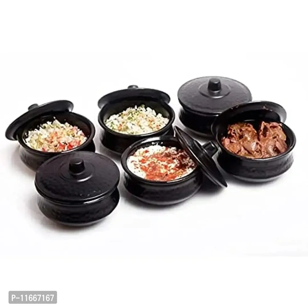 Kshavi Multipurpose Handi Bowl Set for - Handi Shape Kitchen Storage, Kitchen Serving Dining Handi and Lid | Rice | Dal | Flour | Handi Round (Black-2Pcs.) 11667167