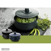 Kshavi Multipurpose Handi Bowl Set for - Handi Shape Kitchen Storage, Kitchen Serving Dining Handi and Lid | Rice | Dal | Flour | Handi Round (Black-2Pcs.) 11667167