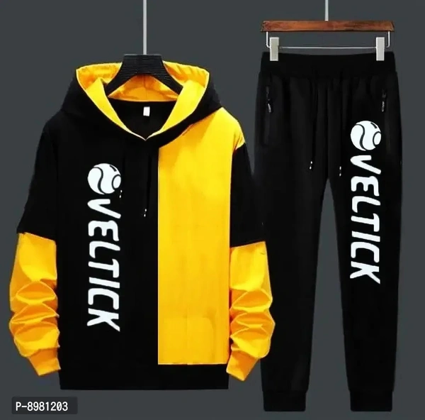 Stylish Fancy Cotton Blend Colourblocked Regular Fit Tracksuit For Men 8981203 - L