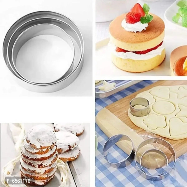 Cookie Cutter Set, Pastry Fruit Molds Stainless Steel Heart Flower Round Star Biscuit Mould Fondant Cutting Cutters, Baking Tools, 4 Different Shapes and 3 Sizes - 12 Pcs 6561176