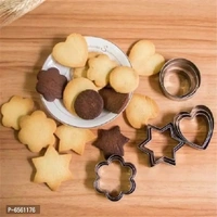 Cookie Cutter Set, Pastry Fruit Molds Stainless Steel Heart Flower Round Star Biscuit Mould Fondant Cutting Cutters, Baking Tools, 4 Different Shapes and 3 Sizes - 12 Pcs 6561176