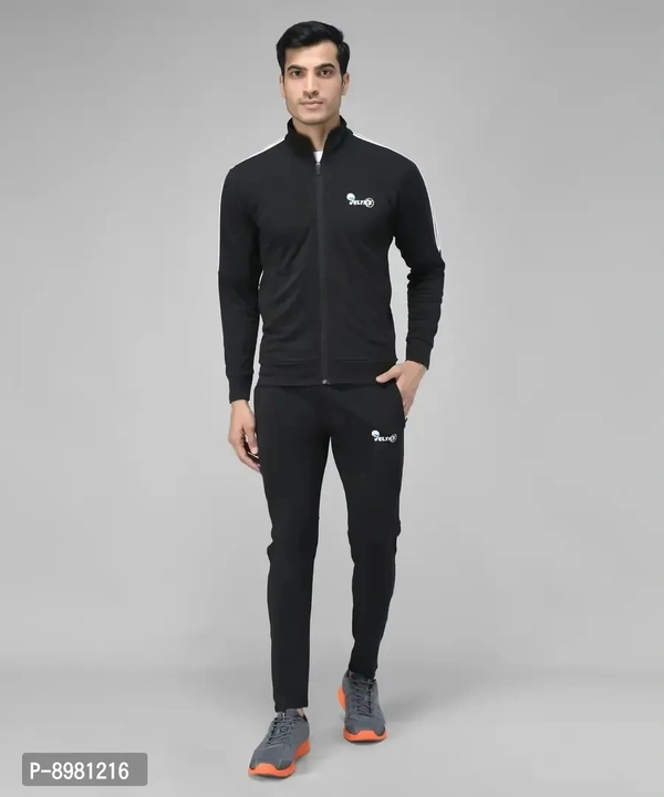 Stylish Fancy Cotton Blend Solid Regular Fit Tracksuit For Men 8981216 - M