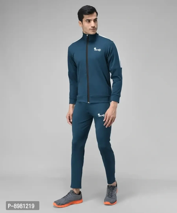 Stylish Fancy Cotton Blend Solid Regular Fit Tracksuit For Men 8981219 - M