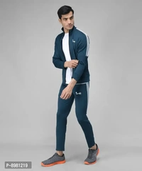 Stylish Fancy Cotton Blend Solid Regular Fit Tracksuit For Men 8981219 - M