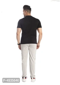 Men's Black Polyster Blend Regular Fit Tracksuit Set 493546 - L