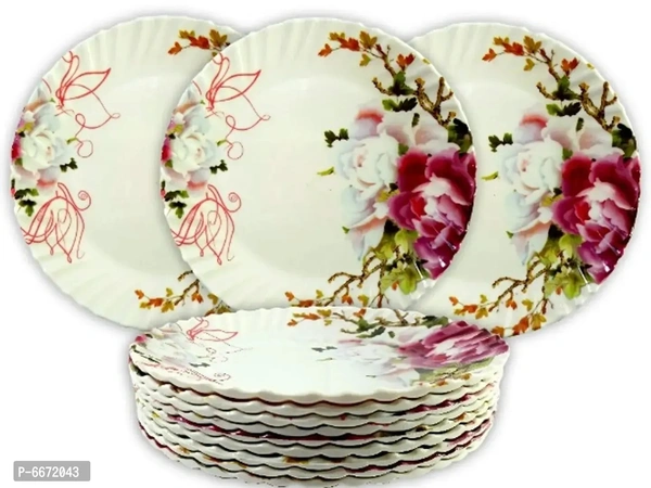 Trendy Printed Design Half Plate Snacks Plate Set In Floral Designnbsp;(Pack Of 12)6672043