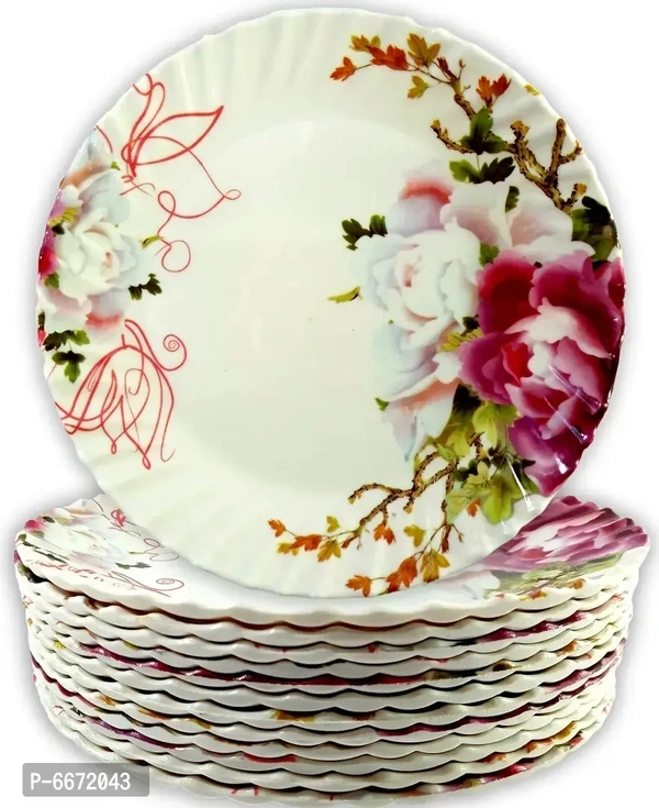 Trendy Printed Design Half Plate Snacks Plate Set In Floral Designnbsp;(Pack Of 12)6672043