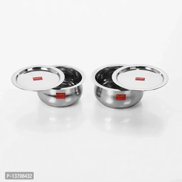2 Pcs Stainless Steel Induction Gas Stove Friendly Belly Shape Container Set / Tope / Cookware Set With Lids Size No.10 No.11 13798432