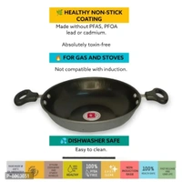 Classy Window Premium Quality Hard Anodized Nonstick Kadhai, 23 cm, 1.5L Black 8063651