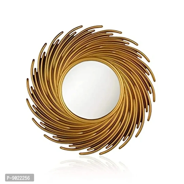 SATYAM KRAFT 3 Pcs Wall Mirror Fiber Material for Home Decor, Hanging in Bedroom, Living Room, Bathroom Decorations Items, with Hook for Hanging On Walls and All Unique Design (9x9 Inch, Gold) 9022256