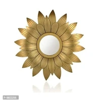 SATYAM KRAFT 3 Pcs Wall Mirror Fiber Material for Home Decor, Hanging in Bedroom, Living Room, Bathroom Decorations Items, with Hook for Hanging On Walls and All Unique Design (9x9 Inch, Gold) 9022256