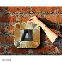SATYAM KRAFT 3 Pcs Wall Mirror Fiber Material for Home Decor, Hanging in Bedroom, Living Room, Bathroom Decorations Items, with Hook for Hanging On Walls and All Unique Design (9x9 Inch, Gold) 9022256