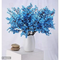 SATYAM KRAFT 5 sticks Set Artificial Flowers Fake Babys Breath Bouquet Stick Faux Gypsophila Flowers Real Touch Flower Without vase pot for Home Office Corner Restaurant Centerpieces Decoration - (Blue, 5 Pieces) 9022374