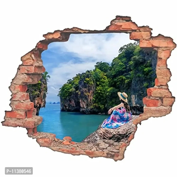 CVANU Hole Brick Stunning Nature View 3D Look Eye-Catching Wall Sticker Self-Adhesive Vinyl for Home/Office Decor Item Multicolour Size (75CM X 90CM)_C45 11380546