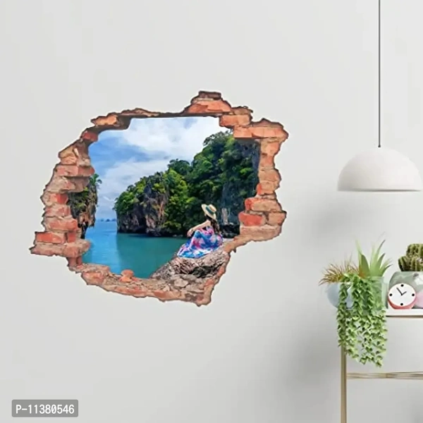 CVANU Hole Brick Stunning Nature View 3D Look Eye-Catching Wall Sticker Self-Adhesive Vinyl for Home/Office Decor Item Multicolour Size (75CM X 90CM)_C45 11380546
