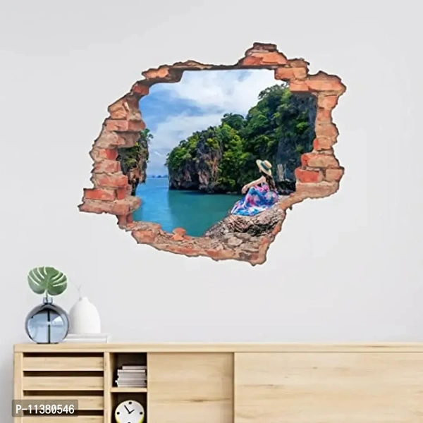 CVANU Hole Brick Stunning Nature View 3D Look Eye-Catching Wall Sticker Self-Adhesive Vinyl for Home/Office Decor Item Multicolour Size (75CM X 90CM)_C45 11380546