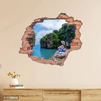CVANU Hole Brick Stunning Nature View 3D Look Eye-Catching Wall Sticker Self-Adhesive Vinyl for Home/Office Decor Item Multicolour Size (75CM X 90CM)_C45 11380546