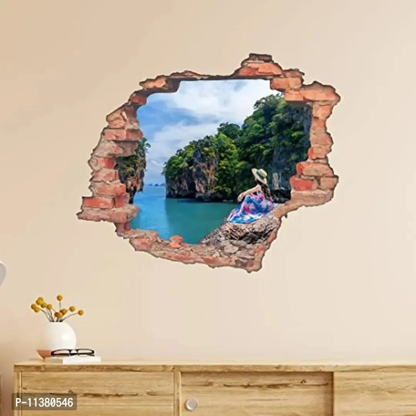 CVANU Hole Brick Stunning Nature View 3D Look Eye-Catching Wall Sticker Self-Adhesive Vinyl for Home/Office Decor Item Multicolour Size (75CM X 90CM)_C45 11380546