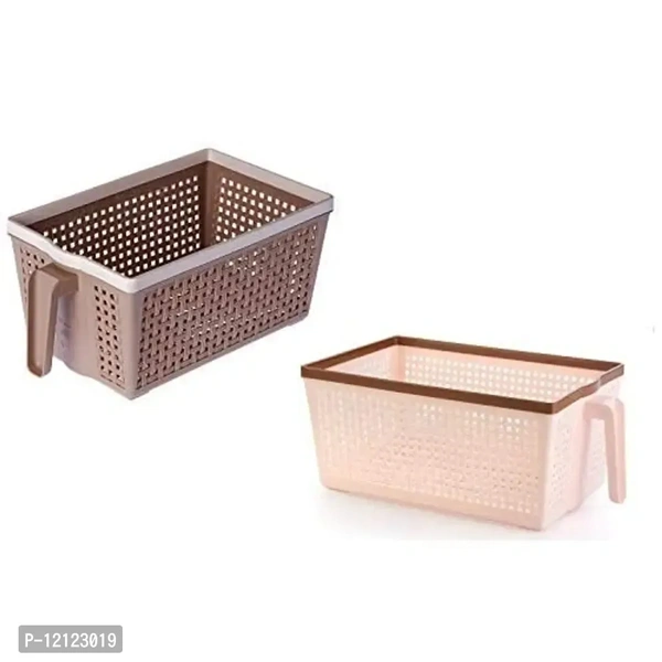 NAYASA SH Appliance Frill no 1 Basket for Fruit/vagitable/Stationary/Storage Basket & Container Small(Chocolate & Beige) (Set of 2)(Plastic) 12123019