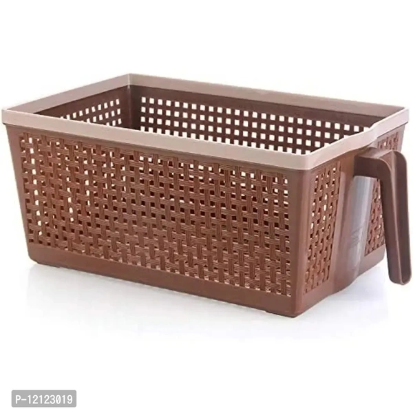 NAYASA SH Appliance Frill no 1 Basket for Fruit/vagitable/Stationary/Storage Basket & Container Small(Chocolate & Beige) (Set of 2)(Plastic) 12123019
