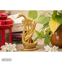 Nantan Metal Swan Dessert Spoon Holder Duck Shaped Stand Decorative Dinning Table Item Showpiece (8X5X17 cm, Gold) 10517348