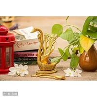 Nantan Metal Swan Dessert Spoon Holder Duck Shaped Stand Decorative Dinning Table Item Showpiece (8X5X17 cm, Gold) 10517348