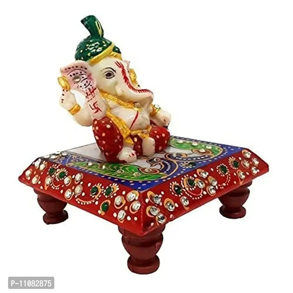 GiftNagri Handicraft Marble Chowki Pagdi Ganesh Export Quality Home Decor Showpiece for Gift an Pooja Purpose 11082875