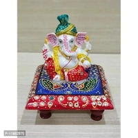 GiftNagri Handicraft Marble Chowki Pagdi Ganesh Export Quality Home Decor Showpiece for Gift an Pooja Purpose 11082875